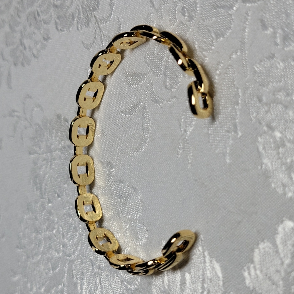 Adornia 14KGP Chain Link Cuff Bracelet - Picture 6 of 7